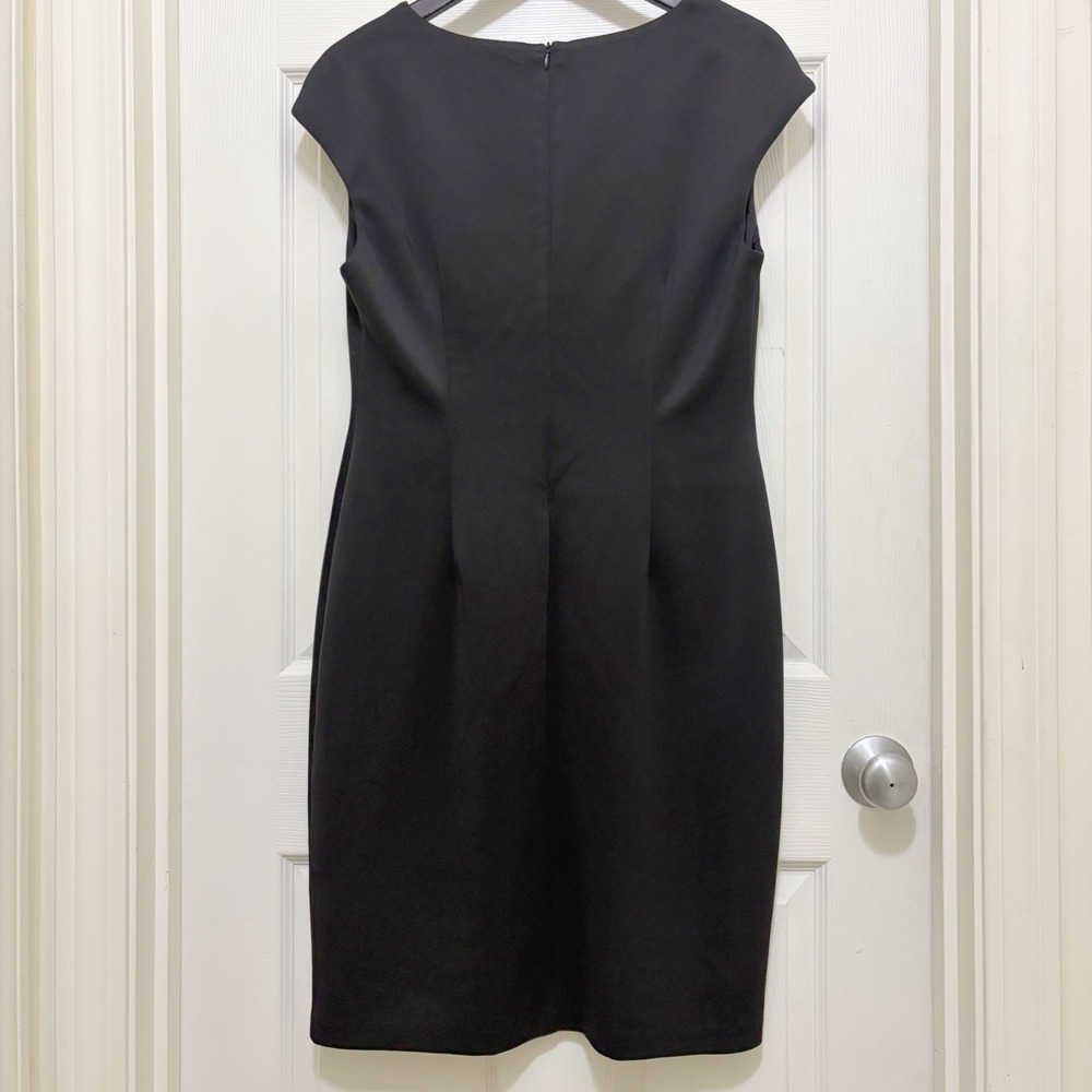 Dressbarn Sheath Dress Black White Lace Panel Size 12 Cap Sleeve‎ Notched Neck - Picture 5 of 10